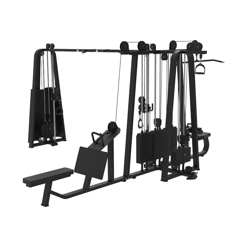 FIVE PERSON STATION FITNESS EQUIPMENT:  a large comprehensive fitness equipment that can be used by five people at the same time.